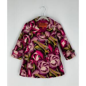 Missoni For Target Girls Floral Velveteen Trench Pea Coat Size Large 2T-3T